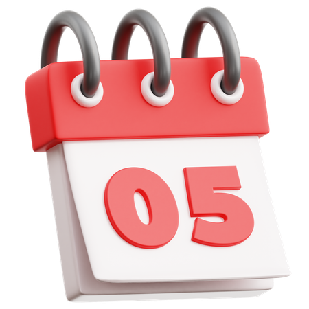 Calendar Date 5  3D Icon