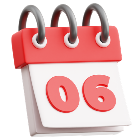 Calendar Date 6  3D Icon