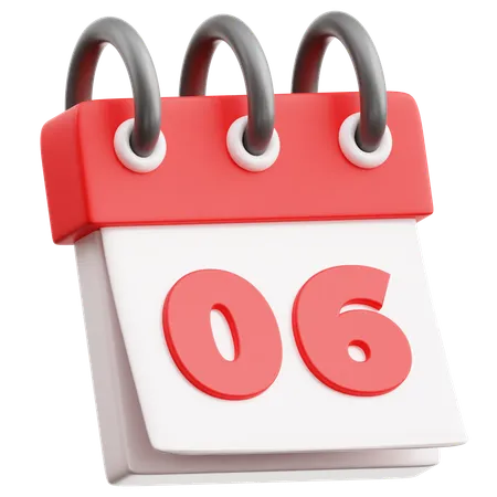 Calendar Date 6  3D Icon