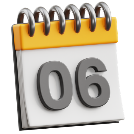 Calendar Date 6  3D Icon