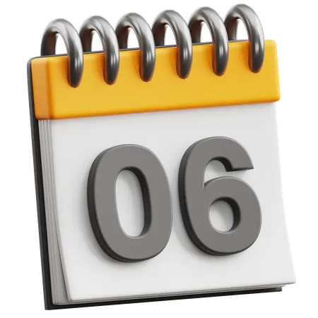 Calendar Date 6  3D Icon