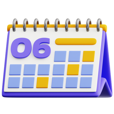 Calendar Date 6  3D Icon