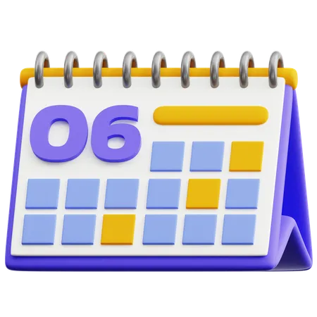 Calendar Date 6  3D Icon