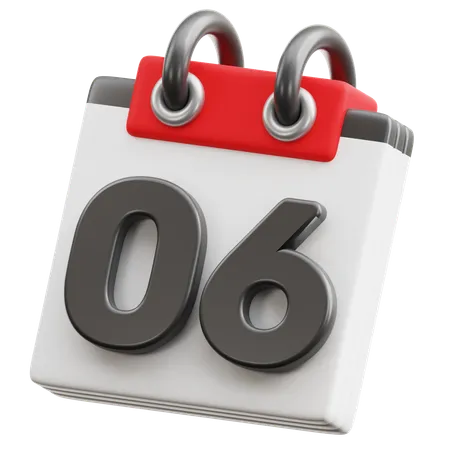 Calendar Date 6  3D Icon