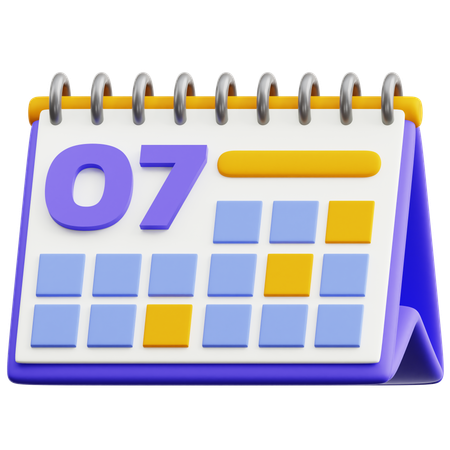 Calendar Date 7  3D Icon