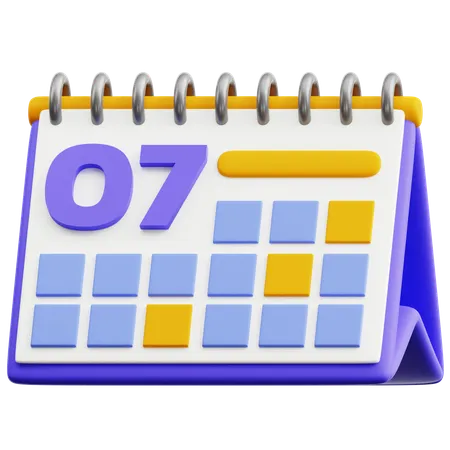 Calendar Date 7  3D Icon