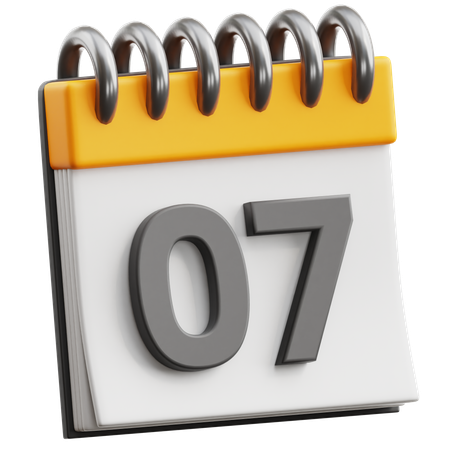 Calendar Date 7  3D Icon