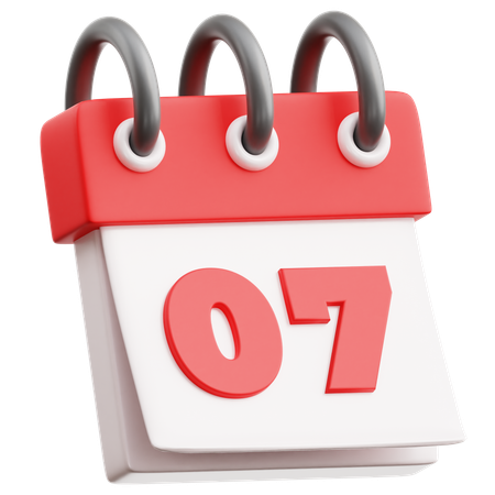 Calendar Date 7  3D Icon