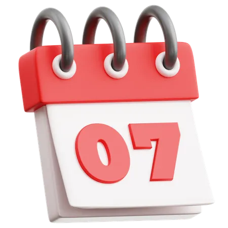 Calendar Date 7  3D Icon