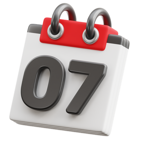 Calendar Date 7  3D Icon