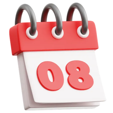 Calendar Date 8  3D Icon