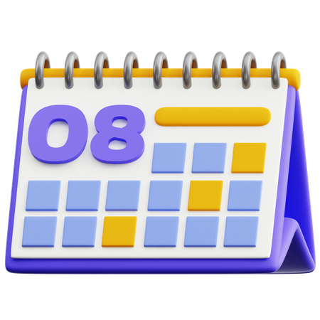 Calendar Date 8  3D Icon