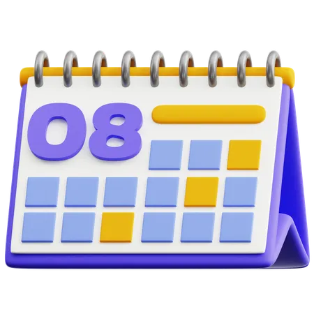 Calendar Date 8  3D Icon