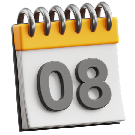 Calendar Date 8  3D Icon