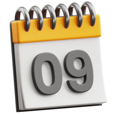 Calendar Date 9  3D Icon