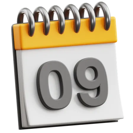 Calendar Date 9  3D Icon