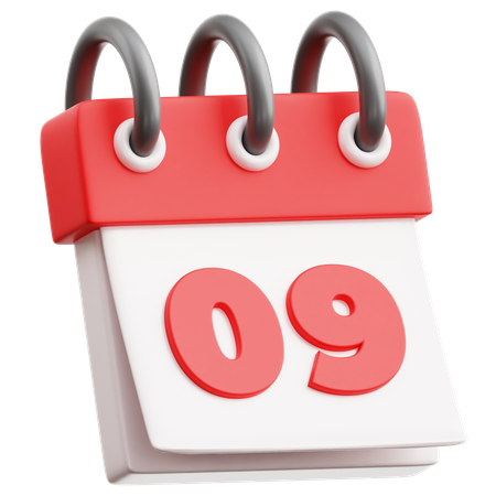 Calendar Date 9  3D Icon