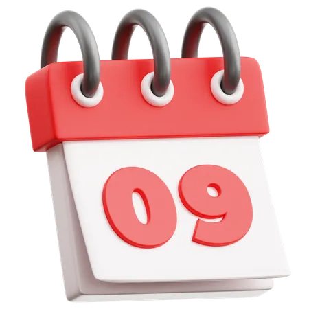 Calendar Date 9  3D Icon