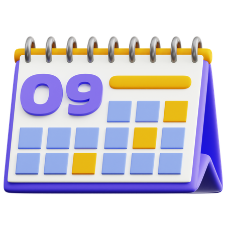 Calendar Date 9  3D Icon