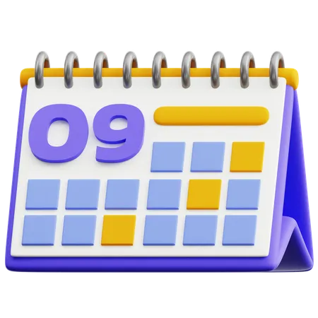 Calendar Date 9  3D Icon