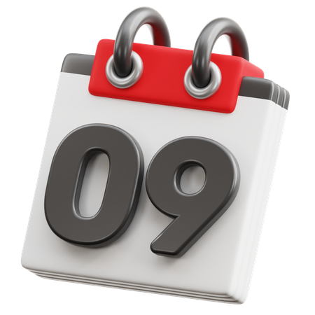 Calendar Date 9  3D Icon