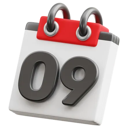 Calendar Date 9  3D Icon