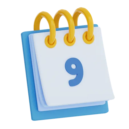 Calendar Day 9  3D Icon