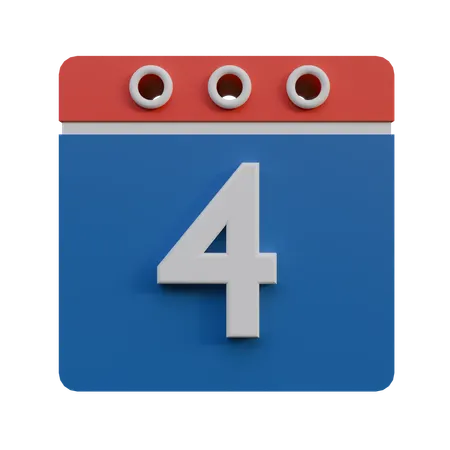 Calendar July 4  3D Icon