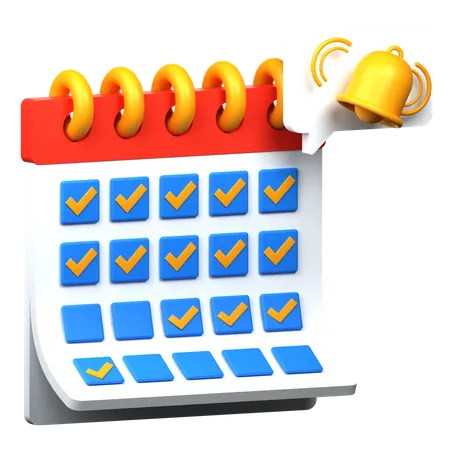 Calendar Assignment With Bell Icon Planning Concept 3 D Vector Illustration 3D Icon