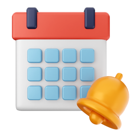 Calendar Notification Bell  3D Icon