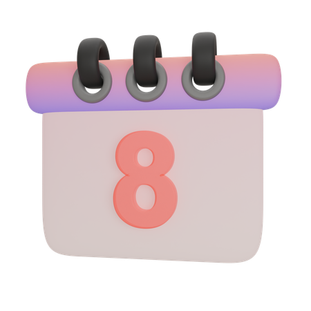 Calendar Number Eight  3D Icon