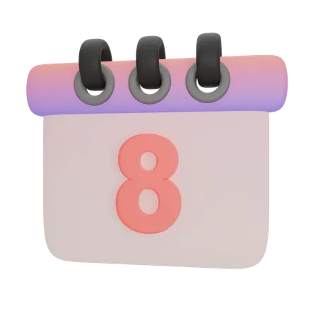 Calendar Number Eight  3D Icon