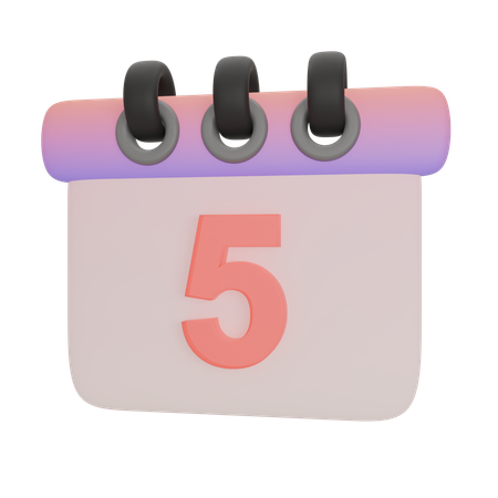 Calendar Number Five  3D Icon