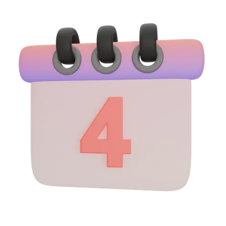 Calendar Number Four  3D Icon