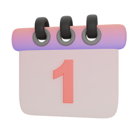 Calendar Number One  3D Icon