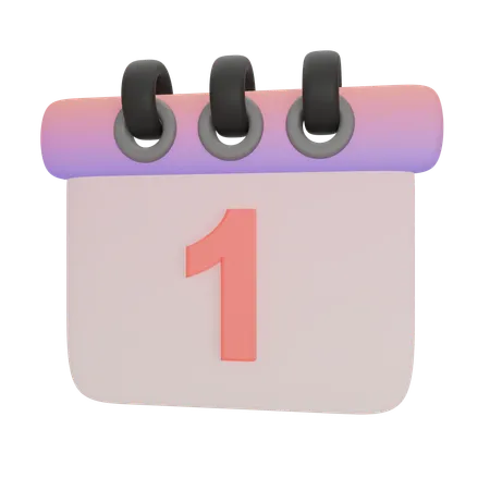Calendar Number One  3D Icon