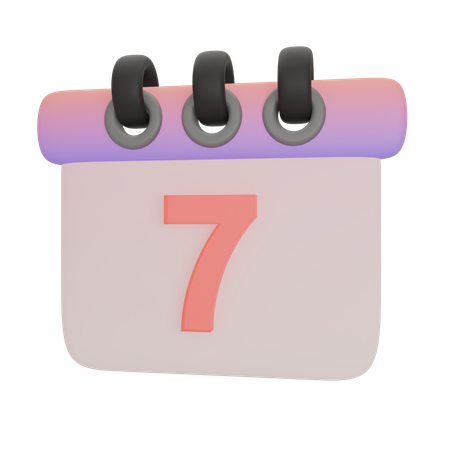 Calendar Number Seven  3D Icon