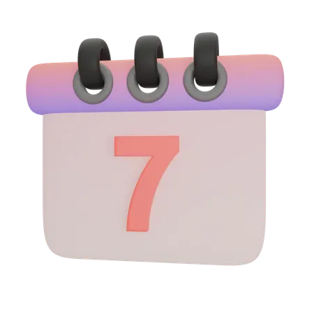 Calendar Number Seven  3D Icon