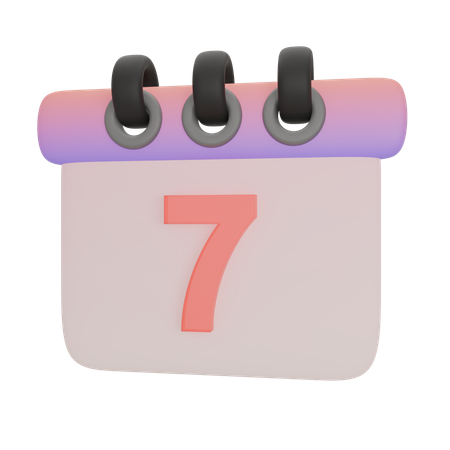 Calendar Number Seven  3D Icon