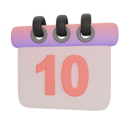 Calendar Number Ten  3D Icon