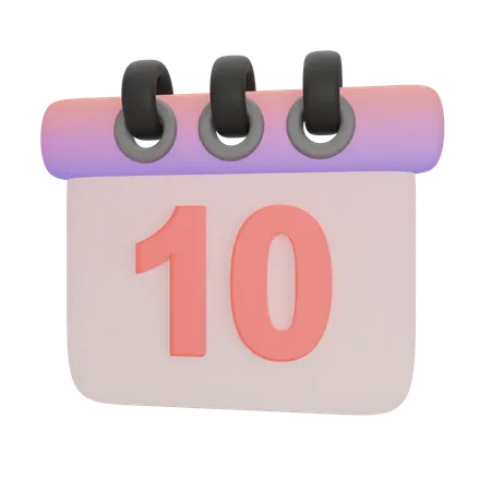 Calendar Number Ten  3D Icon
