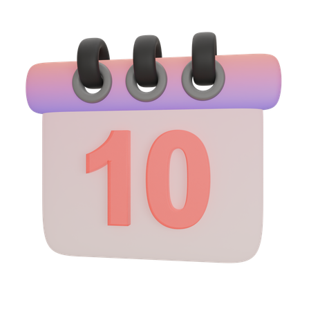 Calendar Number Ten  3D Icon