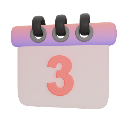 Calendar Number Three  3D Icon