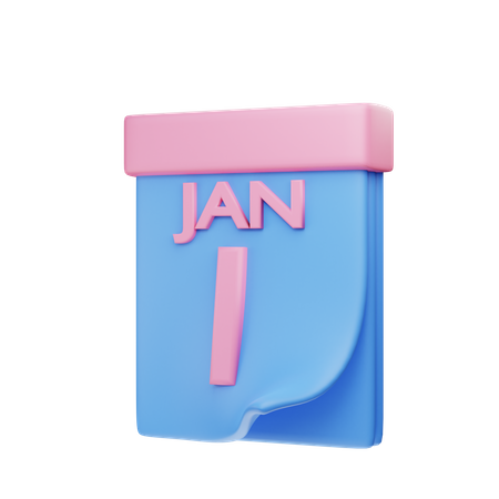 Calendar of 1st January  3D Icon