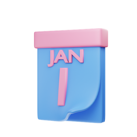 Calendar of 1st January  3D Illustration