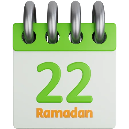 3 D Icon Illustration Calendar On The 22nd Of Ramadan 3D Icon
