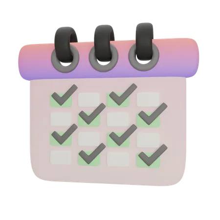 Calendar Successful Daily Target Schedule  3D Icon