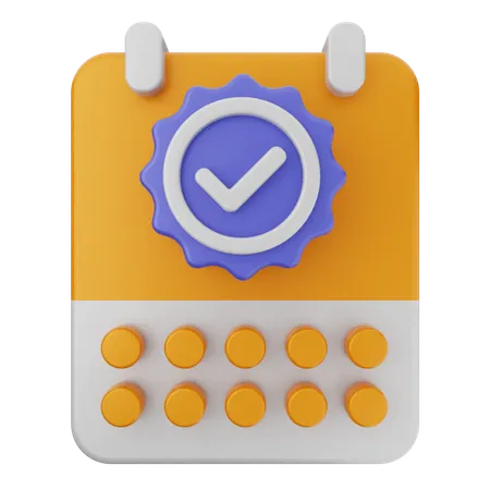 Calendar Verification  3D Icon