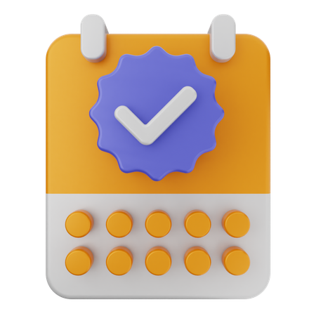 Calendar Verification  3D Icon