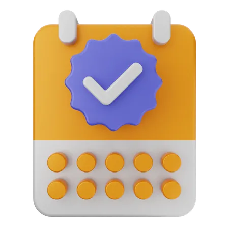 Calendar Verification  3D Icon